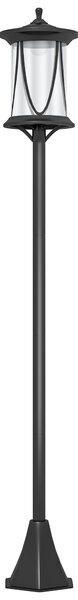 Outsunny Lampione da Giardino e Vialetto 6h Autonomia con Ancoraggio a Terra, Lampione Solare in ABS e Policarbonato, Impermeabile IP44, per Patio, Giardino, Vialetti, 17x17x127 cm, Nero | Aosom Italy