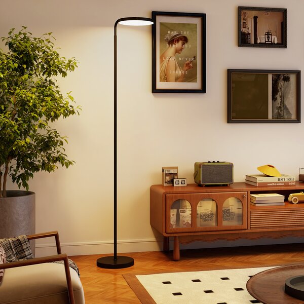 HOMCOM Lampada da Terra LED con Testa Girevole a 350° e Telecomando Magnetico, Regolazione Continua 3000K-6500K, Nero | Aosom Italy