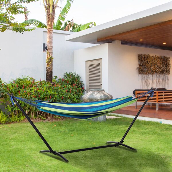 Outsunny Amaca Autoportante con Supporto, Altezza Regolabile e Borsa di Trasporto, 298x117x105 cm, Verde | Aosom Italy
