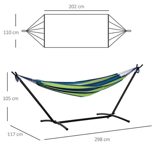 Outsunny Amaca Autoportante con Supporto, Altezza Regolabile e Borsa di Trasporto, 298x117x105 cm, Verde | Aosom Italy