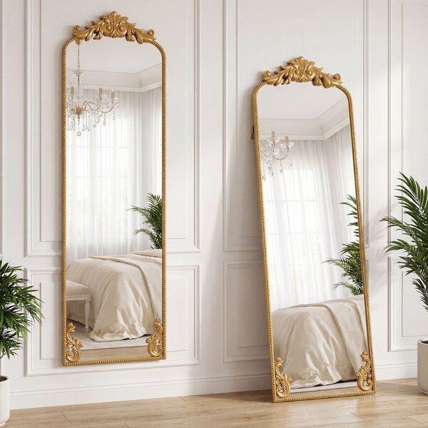 HOMCOM Specchio da Terra a Figura Intera Stile Barocco 50x160 cm Oro | Aosom Italy