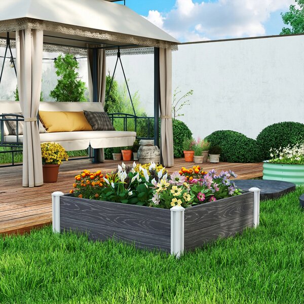 Outsunny Letto Rialzato da Giardino Fioriera Orto Rialzato 102x102x33 cm Grigio | Aosom Italy