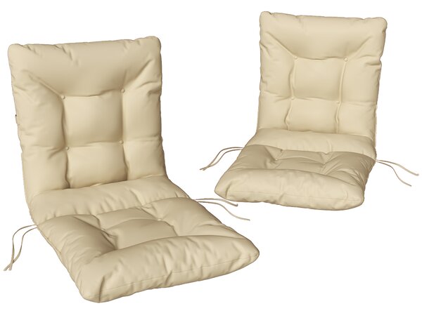 Outsunny Set 2 Cuscini per Sedie da Esterno con Lacci di Fissaggio, in Poliestere e Cotone, 120x50x8 cm, Beige | Aosom Italy