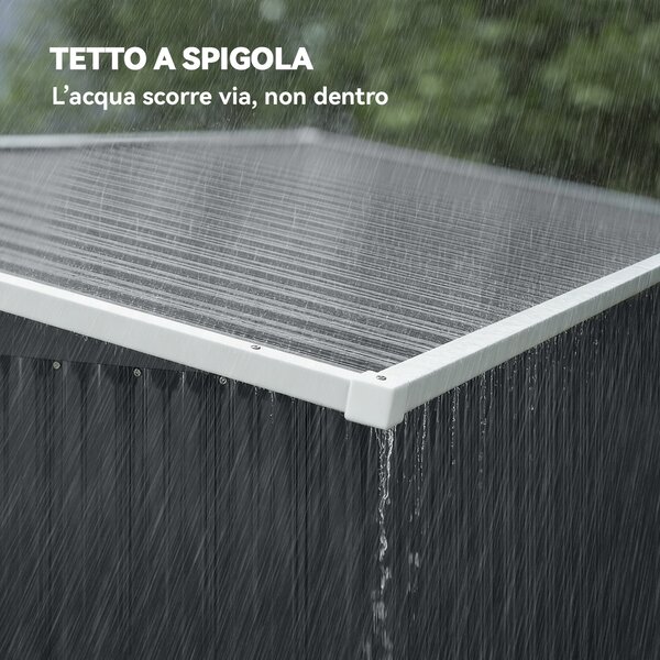 Outsunny Casetta da Giardino in Acciaio con 3 Porte Bloccabili, 234x132x185 cm, Grigio Scuro | Aosom Italy