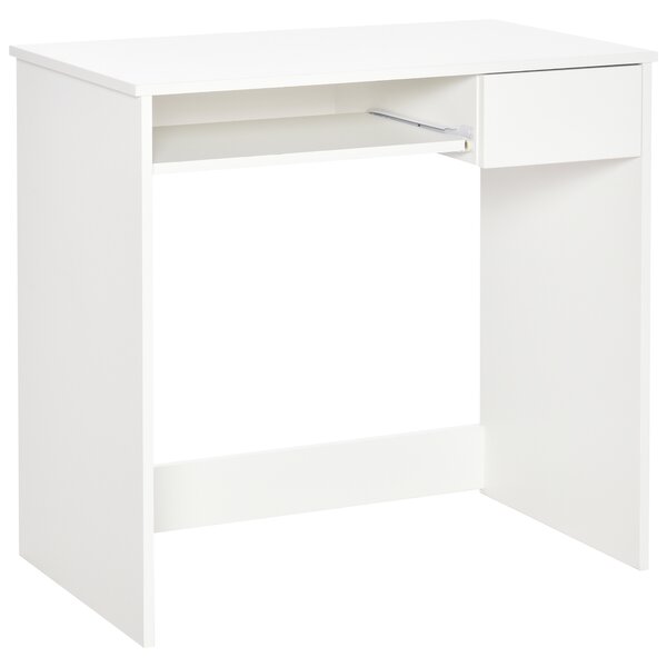 HOMCOM Scrivania Ufficio, 80x45x75 cm Scrivania Salvaspazio con Vassoio Tastiera, Cassetto per Documenti, Bianco | Aosom Italy