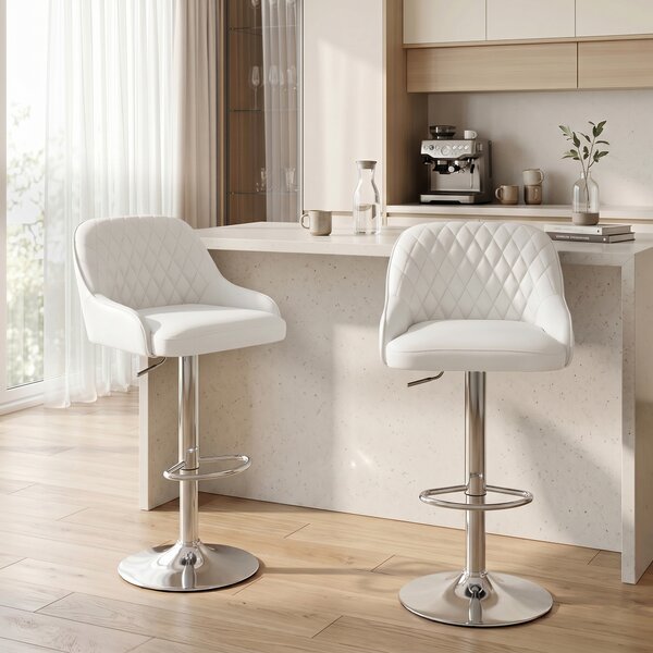 HOMCOM Set 2 Sgabelli da Bar Girevoli Regolabili per Cucina, Bianco | Aosom Italy