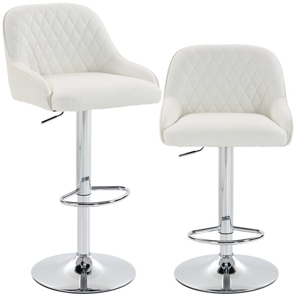 HOMCOM Set 2 Sgabelli da Bar Girevoli Regolabili per Cucina, Bianco | Aosom Italy
