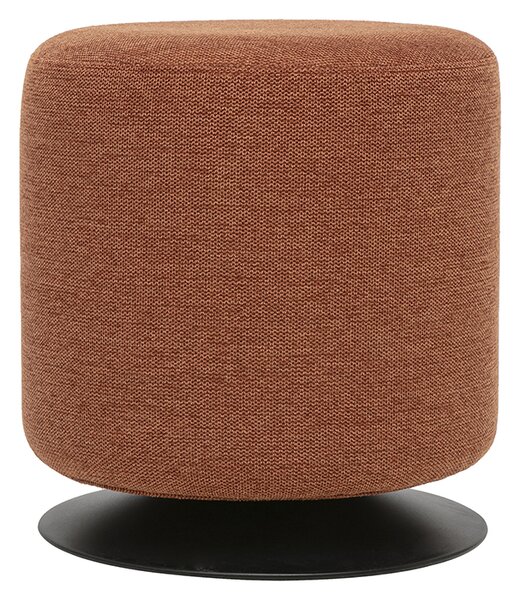 Pouf rotondo girevole in tessuto effetto velluto testurizzato terra bruciata e metallo D39.5 cm VOLNAY
