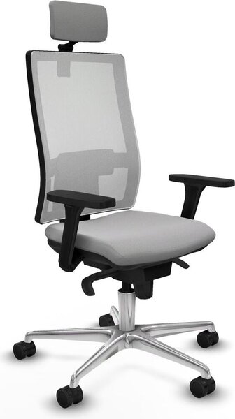 Sedia da ufficio Piqueras y Crespo, modello 3D086N2, colore grigio chiaro