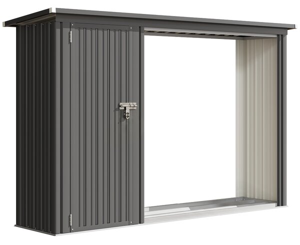 Outsunny Portalegna da esterno 2 in 1 con armadietto porta attrezzi, 235x67x149 cm, grigio scuro | Aosom Italy