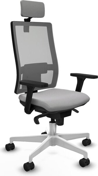 Sedia da ufficio Piqueras y Crespo, modello 3D026N2, colore grigio chiaro