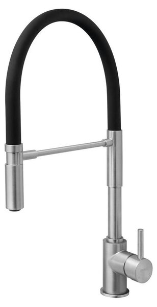 Miscelatore da cucina minimalista con bocchetta flessibile, nero/acciaio inossidabile opaco