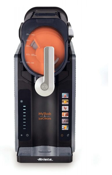 Ariete Macchina per Gelato Gelatiera Capacit Serbatoio 2,6 Litri Potenza 200 Watt Macchina per granite, gelati e frozen drink colore Nero/Acciaio 