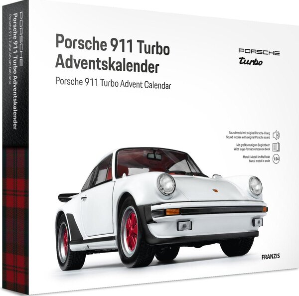 FRANZIS 67322 - Calendario dell'Avvento Porsche 911 Turbo - Scala 1:24, colore bianco Grand Prix