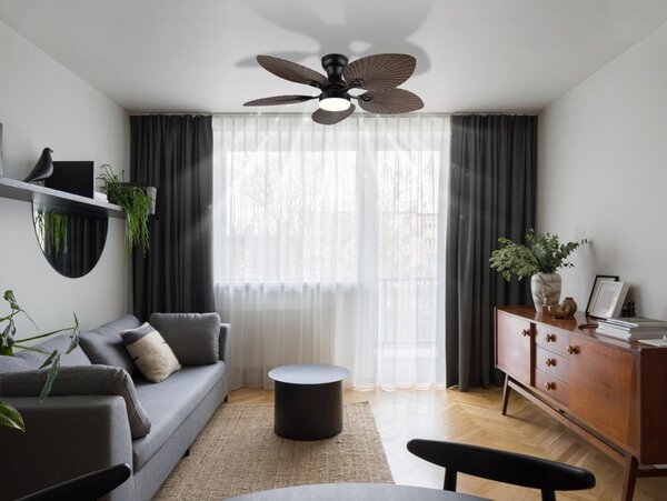 GLOBO LIGHTING Ventilatore da Soffitto con Telecomando con Luce Lampadario Ventilatore 5 Pale Diametro 107 cm colore Legno Scuro - 03672B