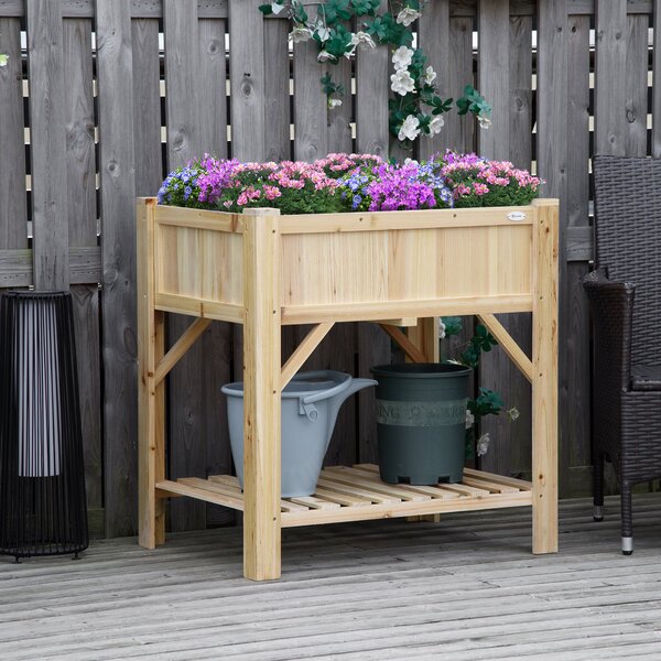 Outsunny Letto per Orto Rialzato con 6 Scomparti, Fioriera da Esterno Portapiante in Legno di Abete, 78.5x58x81cm|Aosom