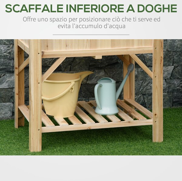 Outsunny Letto per Orto Rialzato con 6 Scomparti, Fioriera da Esterno Portapiante in Legno di Abete, 78.5x58x81cm|Aosom