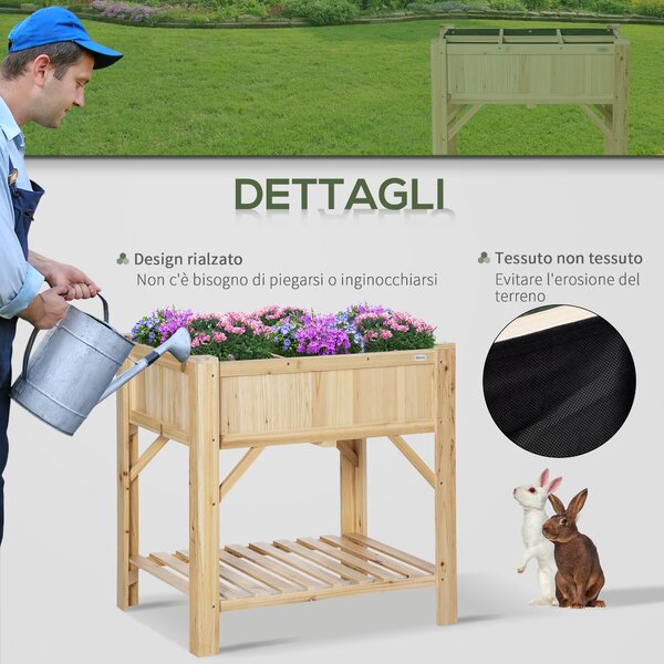 Outsunny Letto per Orto Rialzato con 6 Scomparti, Fioriera da Esterno Portapiante in Legno di Abete, 78.5x58x81cm|Aosom