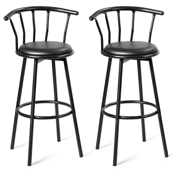 Costway Set di 2 sedie da bar con poggiapiedi Sgabello alto ergonomico, 102x39x39cm Nero