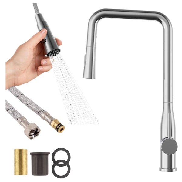 Granitan - Miscelatore cucina - Rubinetto cucina altezza 46 cm - Cromato - canna estraibile - VECTOR