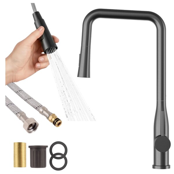 Granitan - Miscelatore cucina - Rubinetto cucina altezza 46 cm - Gun grey - 2 getti - VECTOR