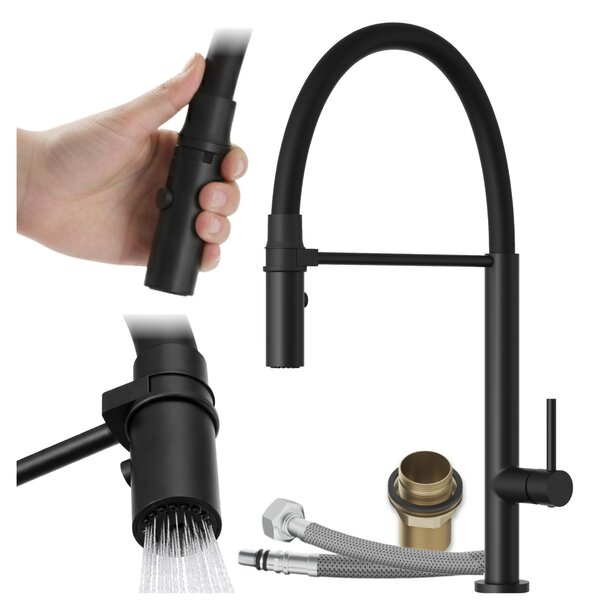 Granitan - Miscelatore cucina - Rubinetto cucina altezza 47 cm - Miscelatore lavello nero - SCALA