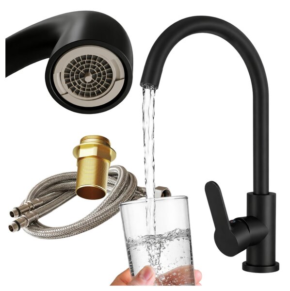 Granitan - Miscelatore cucina - Rubinetto cucina - Miscelatore lavello nero - PRESTIGE