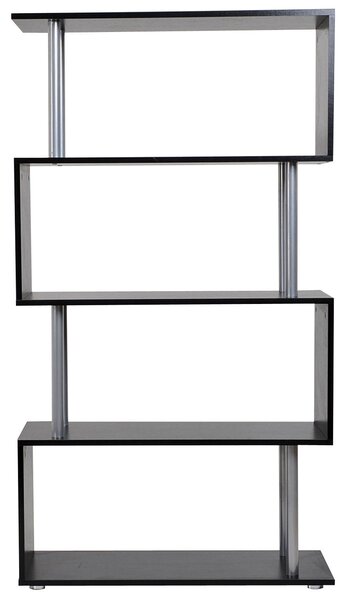 HomCom Libreria di Design Moderno con 4 Ripiani a Parete in Legno Mobili Ufficio Scaffale Nero