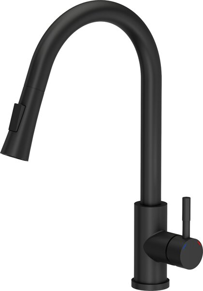 VBChome Rubinetto per lavello nero Rubinetto per lavello con bocca estraibile Rubinetto estraibile Acciaio inossidabile spazzolato 2 livelli di potenza Ruotabile a 360° Rubinetto a U Rubinetto per cucina Monocomando