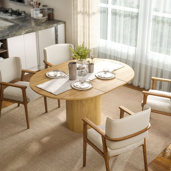 HOMCOM Tavolo da pranzo estensibile, tavolo da cucina, per 6-8 persone, 110-150 x 75 cm, effetto legno naturale | Aosom Italy