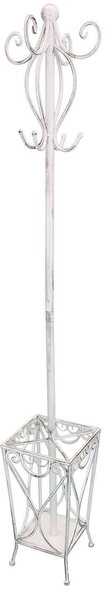 Appendiabiti da terra con portaombrelli stile provenzale in ferro verniciato cm 25 x 183 h