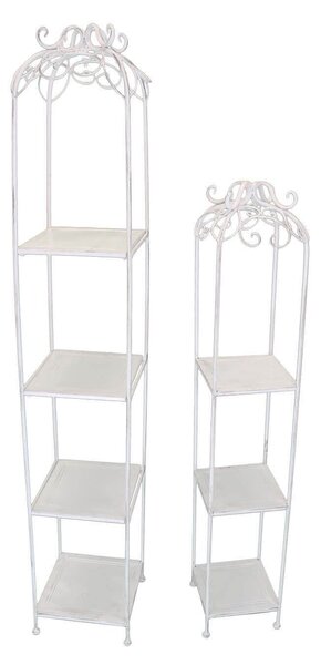 Set di 2 scaffali stile provenzale in ferro verniciato g.27x27x162/p.22x22x125