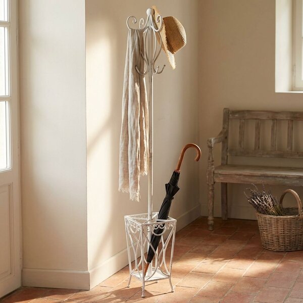 Appendiabiti da terra con portaombrelli stile provenzale in ferro verniciato cm 25 x 183 h