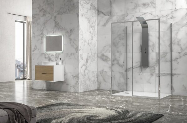 Kamalu box doccia 3 lati 70x110x70 scorrevole telaio cromato minimale | kla-4000c