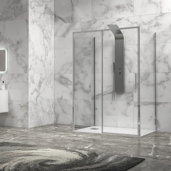 Kamalu box doccia 3 lati 70x110x70 scorrevole telaio cromato minimale | kla-4000c