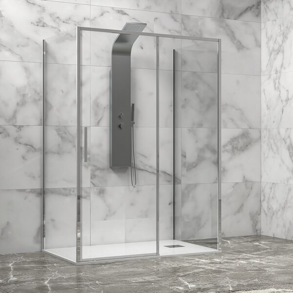 Kamalu box doccia 3 lati 70x110x70 scorrevole telaio cromato minimale | kla-4000c