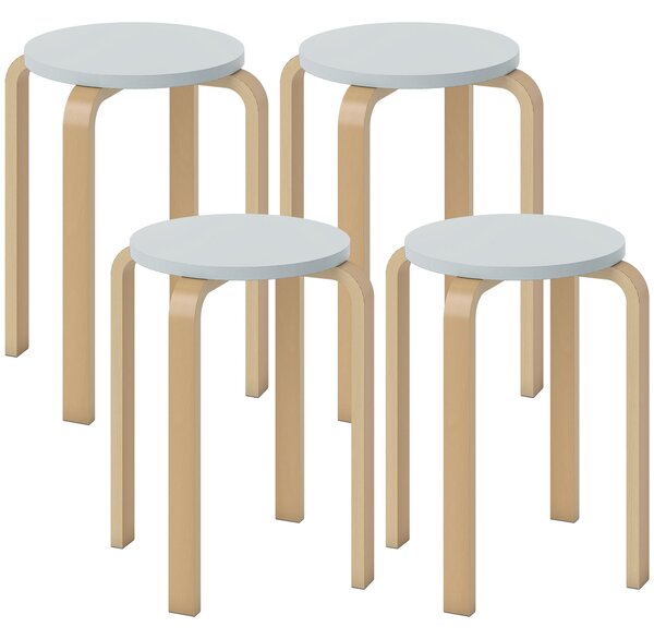 Set 4 Sgabelli Rotondi e Impilabili Ø40x45 cm in Legno Grigio