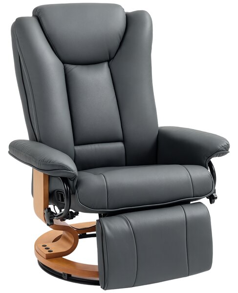 HOMCOM Poltrona relax reclinabile e girevole, rivestita in similpelle, capacità fino a 150 kg, Grigio scuro | Aosom Italy