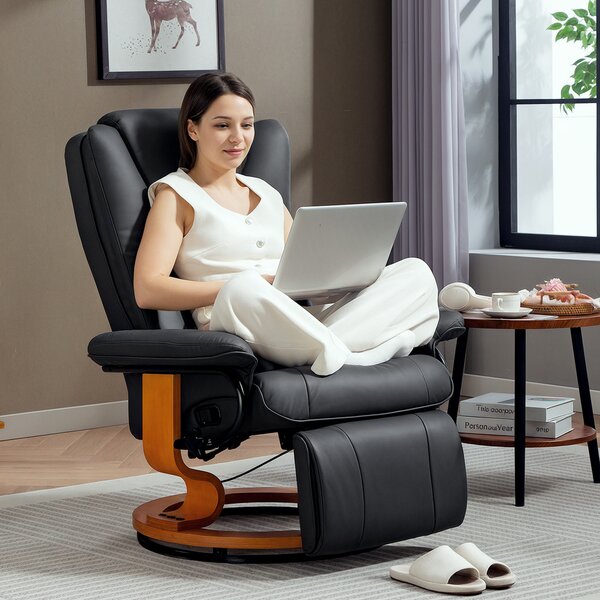 HOMCOM Poltrona relax reclinabile e girevole, rivestita in similpelle, capacità fino a 150 kg, Grigio scuro | Aosom Italy