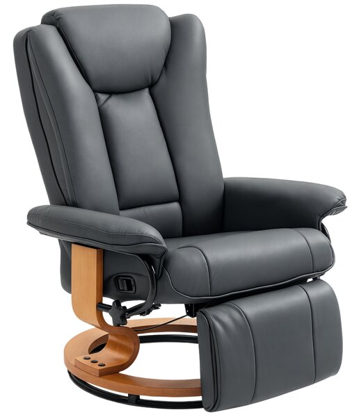 HOMCOM Poltrona relax reclinabile e girevole, rivestita in similpelle, capacità fino a 150 kg, Grigio scuro | Aosom Italy