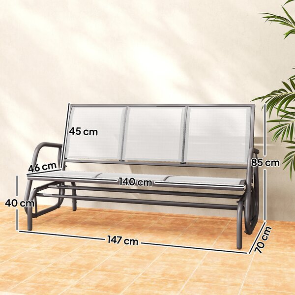 Outsunny Panchina a Dondolo 3 Posti per Giardino, Metallo e Tessuto Traspirante, Comoda Seduta, 151x75x85cm - Beige|Aosom