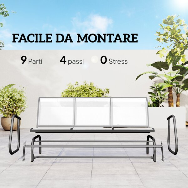 Outsunny Panchina a Dondolo 3 Posti per Giardino, Metallo e Tessuto Traspirante, Comoda Seduta, 151x75x85cm - Beige|Aosom
