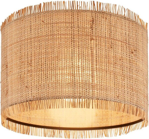 Lampada da soffitto Briloner Borra, paralume in paglia, stile boho, attacco E27, naturale, Ø40 x 28 cm