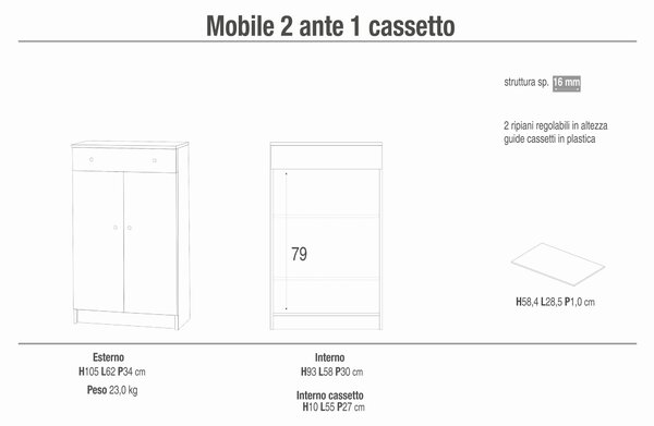 KLASS - mobiletto da ingresso portaoggetti
