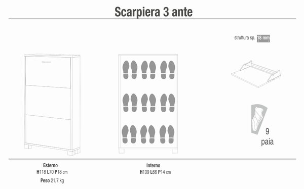 DEBBY - scarpiera a 3 ante