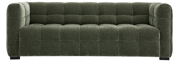 Divano design 3 posti in tessuto effetto velluto verde kaki CORTO