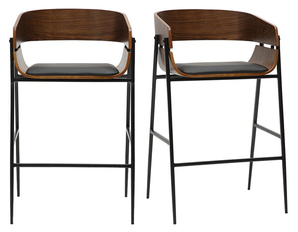 Sgabelli da bar design in legno scuro e metallo nero (set di 2) WESS