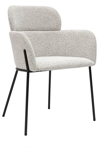 Sedia design in tessuto effetto velluto testurizzato beige e metallo nero TULUM