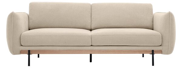 Divano design 3 posti in tessuto chenille beige e metallo nero TODD