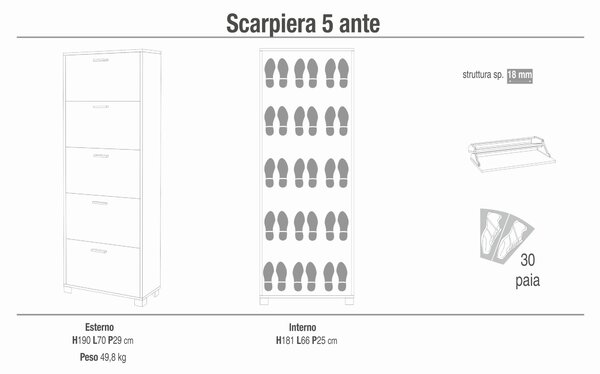 ECHO - scarpiera a 5 ante